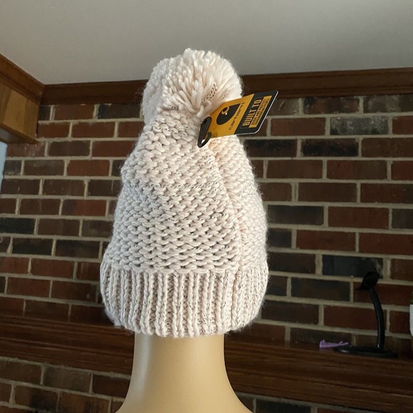 Carhartt Rib Knit Sherpa Lined  Pom Pom Beanie Hat Pink Salt One Size New - Picture 15 of 16